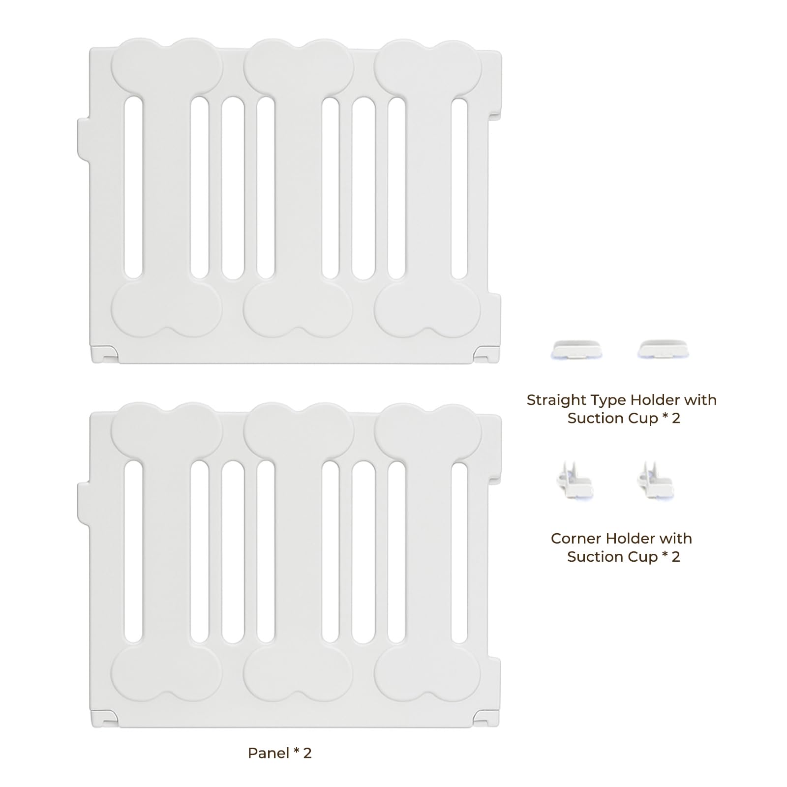 Lucky Muffin 2-Panel Add-On Set | Fits 6/8/10 Panel Dog Playpens - Lightweight Plastic Fence Panels With Connectors (White)